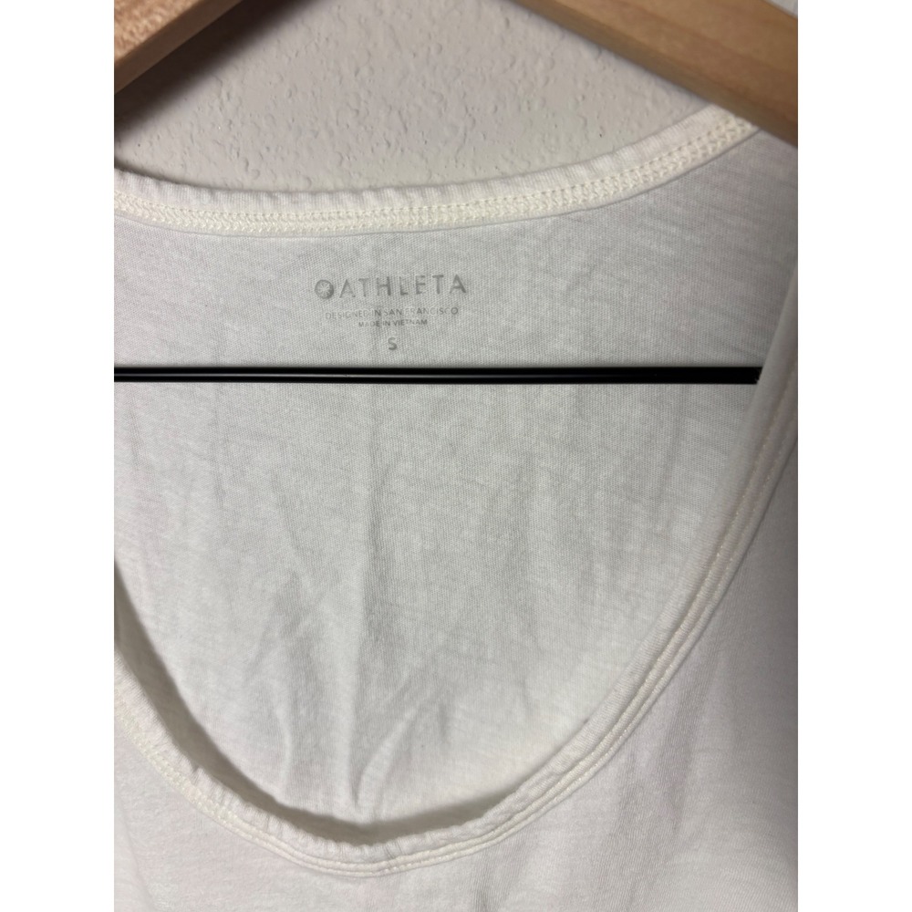 Athleta Womens White 100% Cotton Slub Scoop Neck Tank Top Size S - Picture 2 of 4